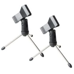 2 PZ ASTA MICROFONICA DA TAVOLO SUPPORTO METALLO 2 PORTA MICROFONO + 2 CLIP