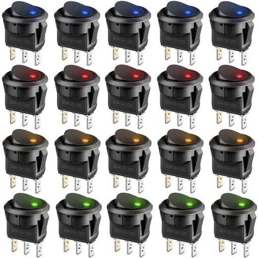 20 PEZZI INTERRUTTORE A BILANCIERE LUMINOSO CON LED MULTICOLORE 1 20 PEZZI INTERRUTTORE A BILANCIERE LUMINOSO CON LED MULTICOLORE