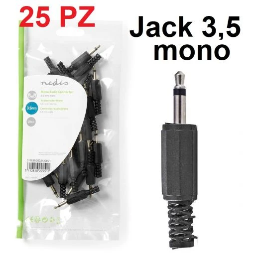 Nedis 25 PZ. CONNETTORE JACK 3,5 MONO SALDARE A STAGNO MASCHIO Pvc 1 Nedis 25 PZ. CONNETTORE JACK 3,5 MONO SALDARE A STAGNO MASCHIO Pvc