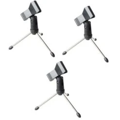 3 PZ. SUPPORTO MICROFONO DA TAVOLO BRACCIO METALLO PORTA MICROFONO + CLIP