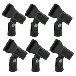 6 Pz - PINZA FERMAMICROFONO SOSTEGNO PORTAMICROFONO X ASTA MICROFONICA PVC