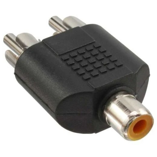 ADATTATORE RIDUTTORE AUDIO RCA 1 PRESA FEMMINA F. + 2 SPINE MASCHIO M. 1 ADATTATORE RIDUTTORE AUDIO RCA 1 PRESA FEMMINA F. + 2 SPINE MASCHIO M.
