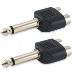 2 PZ. ADATTATORE SPINA JACK 6,3 MM MONO + 2 PRESE RCA (mixer - Casse)