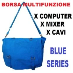 BORSA MULTIFUNZIONE TRACOLLA BLU PORTA COMPUTER PC MIXER CAVI CONNETTORI