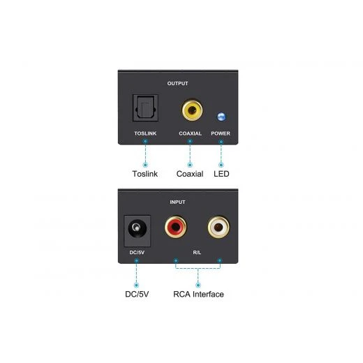 CONVERTITORE AUDIO DA DIGITALE AD ANALOGICO RCA COASSIALE TOSLINK 3 CONVERTITORE AUDIO DA DIGITALE AD ANALOGICO RCA COASSIALE TOSLINK - immagine 3