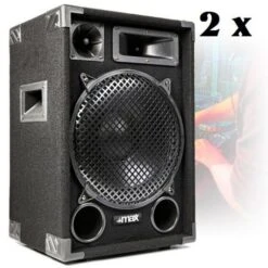 IMPIANTO AUDIO AMPLIFICATO 1400w: 2 Casse + Mixer Attivo + Stativi + 2 Cavi -Nedis Vendite impianto audio amplificato 1400w 2 casse mixer attivo stativi 2 cavi 2