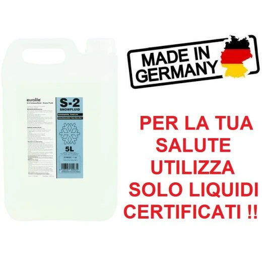LIQUIDO PER MACCHINA NEVE EFFETTO SCHIUMA PARTY UNIVERSALE 5 LT. 1 LIQUIDO PER MACCHINA NEVE EFFETTO SCHIUMA PARTY UNIVERSALE 5 LT.