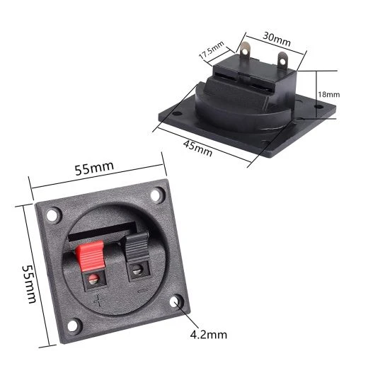 MORSETTIERA CASSA ACUSTICA DA INCASSO VASCHETTA RICAMBIO A MOLLA 5x5 CM 3 MORSETTIERA CASSA ACUSTICA DA INCASSO VASCHETTA RICAMBIO A MOLLA 5x5 CM - immagine 3